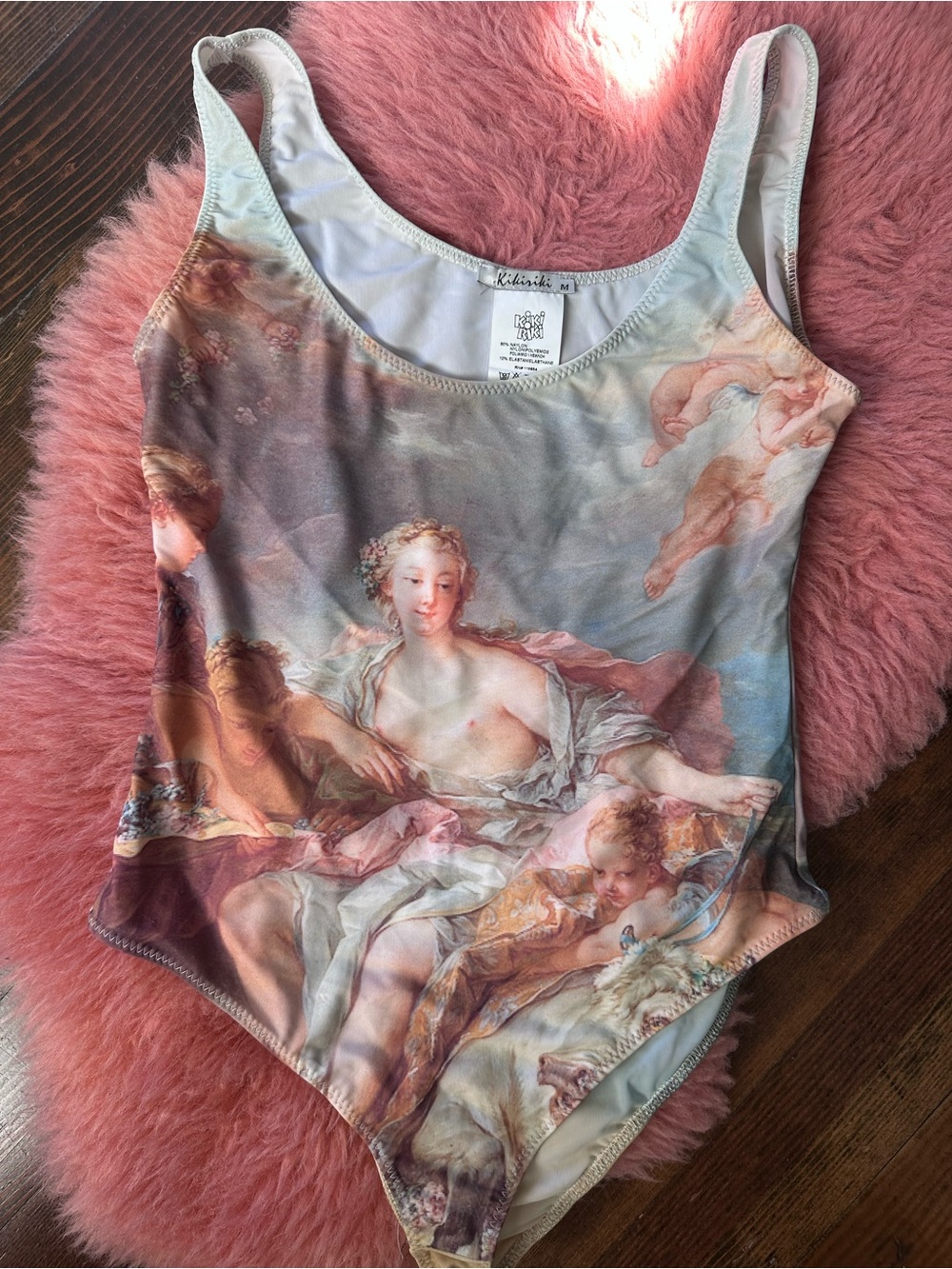 Art Print One-Piece Swimsuit in Soft Pastels